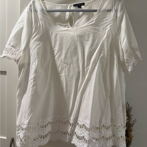 Lane Bryant White Lace Accent Blouse